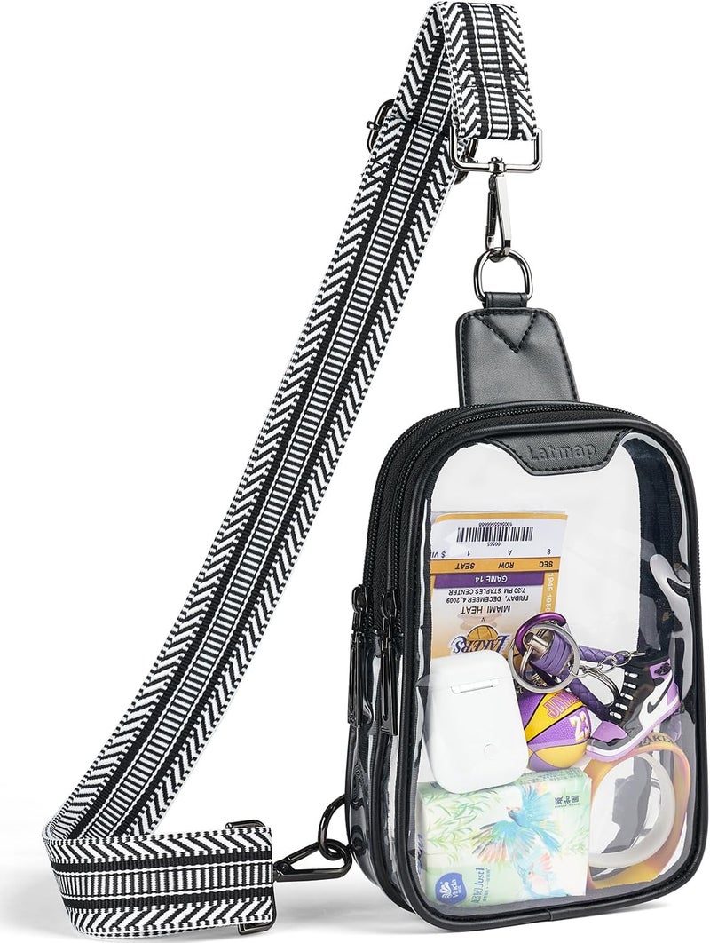 LATMAP DOUBLE ZIP Clear bags Stadium Approved Crossbody Sling Bag Fanny Pack Purses for Women Men Belt bag for Stadium Events - Image 1